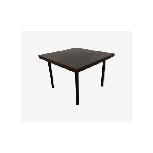 Vintage coffee table in palm wood marquetry by Dieter Waeckerlin, Switzerland