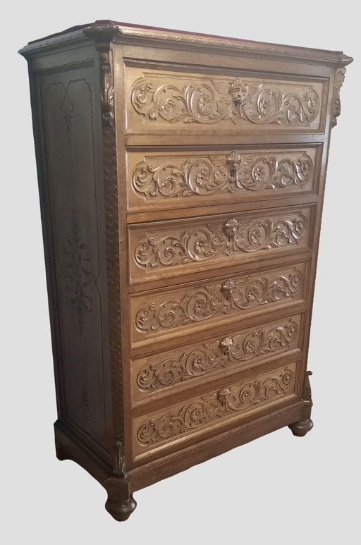 Antique Chest of Drawers in Walnut, 19th Century