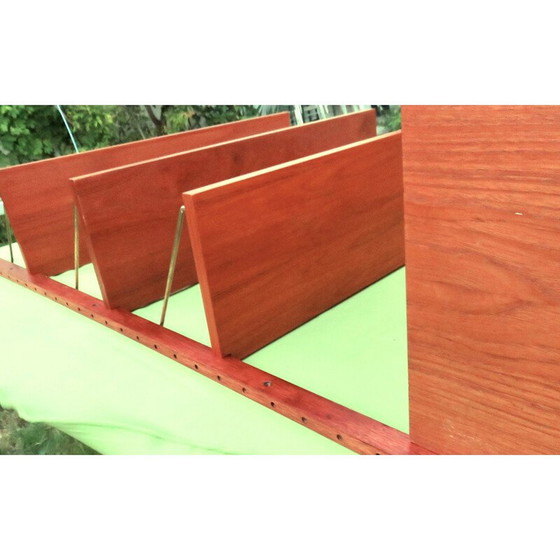 Image 1 of Vintage wall shelving system with teak writing case by Poul Cadovius, Denmark 1960