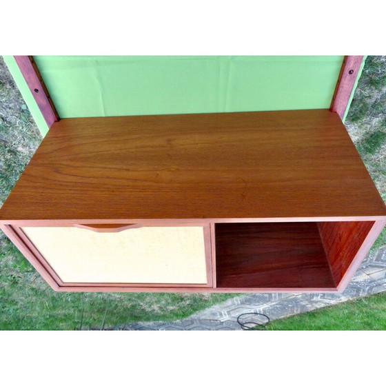 Image 1 of Vintage wall shelving system with teak writing case by Poul Cadovius, Denmark 1960