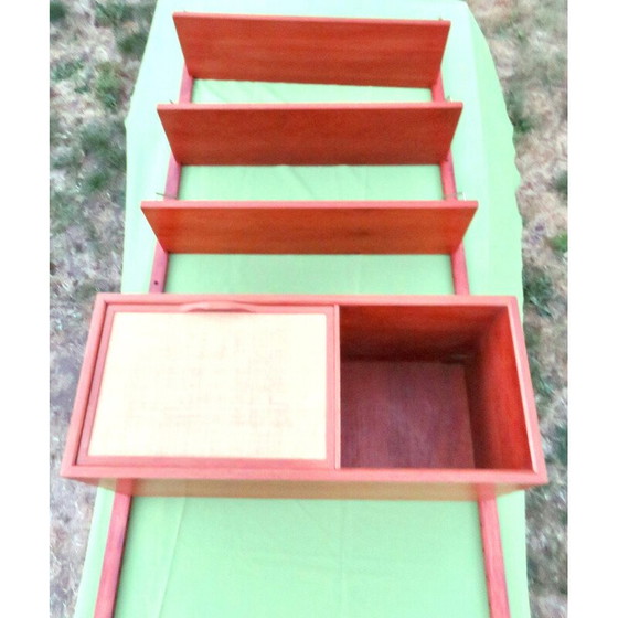 Image 1 of Vintage wall shelving system with teak writing case by Poul Cadovius, Denmark 1960