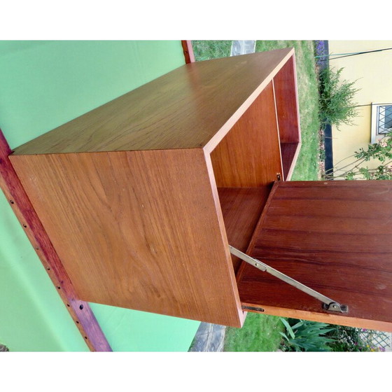 Image 1 of Vintage wall shelving system with teak writing case by Poul Cadovius, Denmark 1960