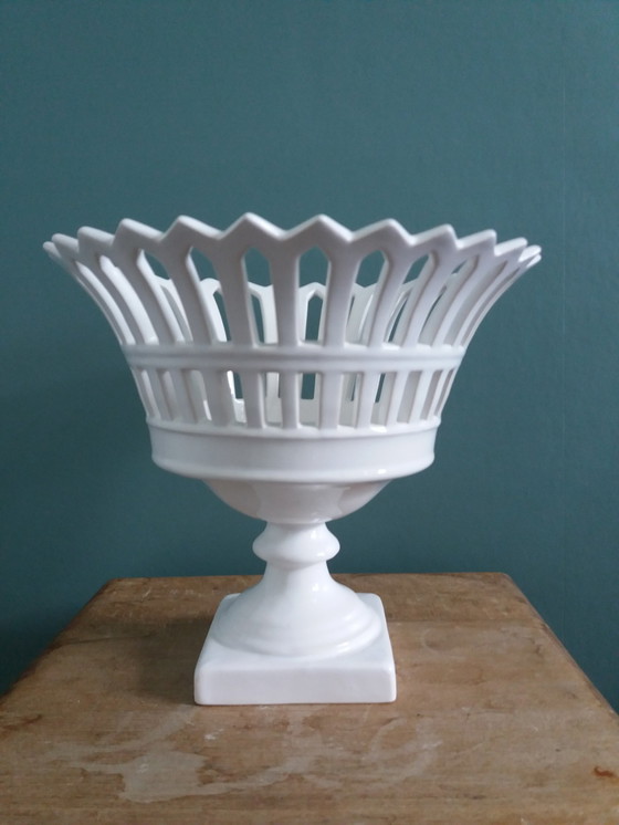 Image 1 of Coupe À Fruits Ajourée Malicorne Bourg-Joly Signed Moreau