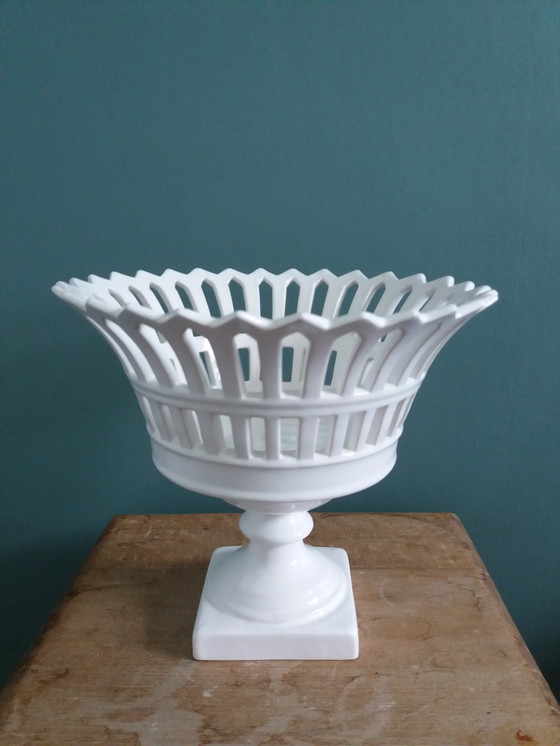 Image 1 of Coupe À Fruits Ajourée Malicorne Bourg-Joly Signed Moreau