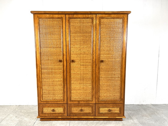 Image 1 of Roche Bobois rattan and bamboo wardrobe by Maugrion