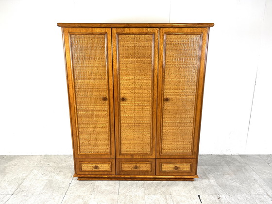 Image 1 of Roche Bobois rattan and bamboo wardrobe by Maugrion