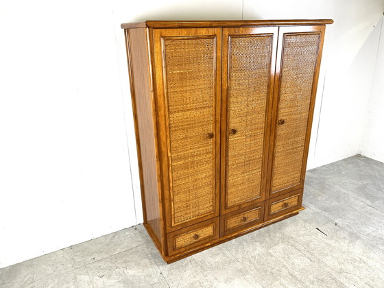 Image 1 of Roche Bobois rattan and bamboo wardrobe by Maugrion