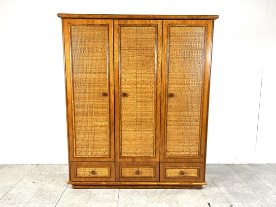 Image 1 of Roche Bobois rattan and bamboo wardrobe by Maugrion