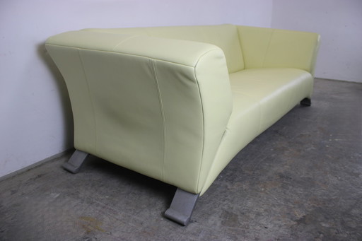 Rolf Benz 322 Club Sofa Three-Seater Designer Couch Yellow Genuine Leather