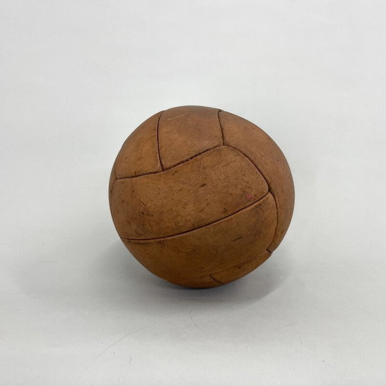 Image 1 of Vintage brown leather medicine ball, 1930s