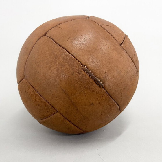 Image 1 of Vintage brown leather medicine ball, 1930s