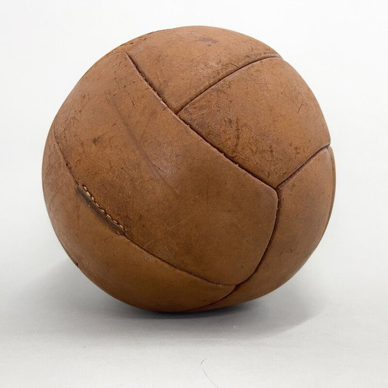 Image 1 of Vintage brown leather medicine ball, 1930s