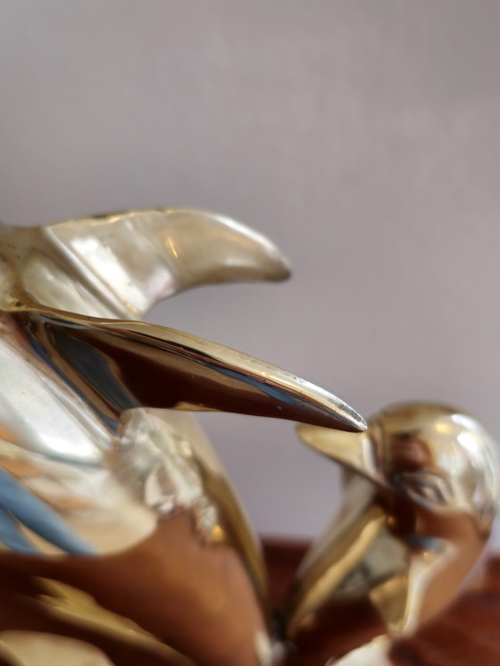 Image 1 of Vintage Brass Dolphin Statue Figurine 1970s.