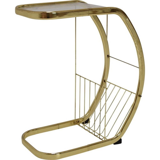 Vintage glass and brass side table, Germany 1990s