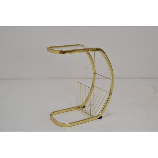 Vintage glass and brass side table, Germany 1990s