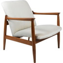 Vintage armchair GFM64, east europe beige velvet 1960s