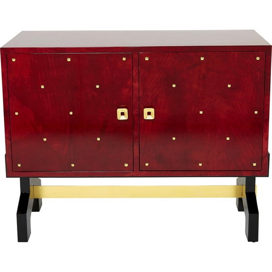 Image 1 of Vintage red parchment and brass bar by Aldo Tura, 1960