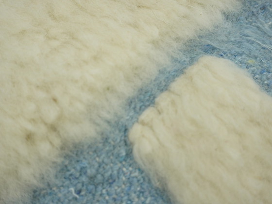 Image 1 of Berber Rug - 251 Cm X 154 Cm - White And Bleu Wool