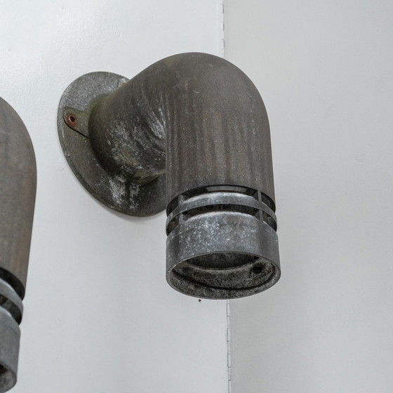 Image 1 of Pair of vintage galvanized metal wall lamp by Ole Pless Jørgensen for Nordisk Solar, Denmark 1970