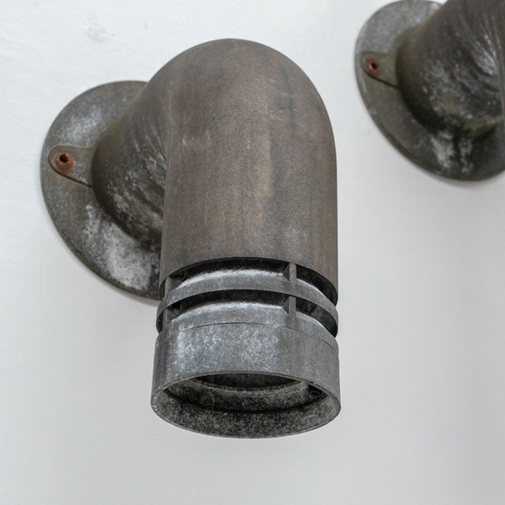 Image 1 of Pair of vintage galvanized metal wall lamp by Ole Pless Jørgensen for Nordisk Solar, Denmark 1970