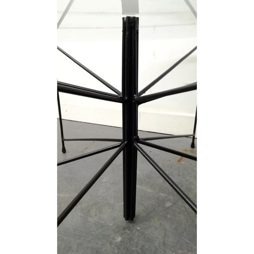 Vintage spider coffee table in black lacquered metal, 1950s
