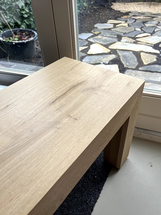 Image 1 of Solid Oak Wooden Dining Table With Matching Bench