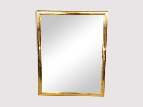 Image 1 of Specchio rettangolare in ottone vintage