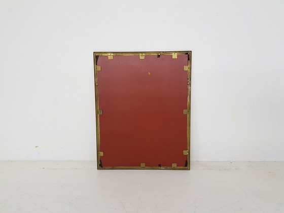 Image 1 of Specchio rettangolare in ottone vintage