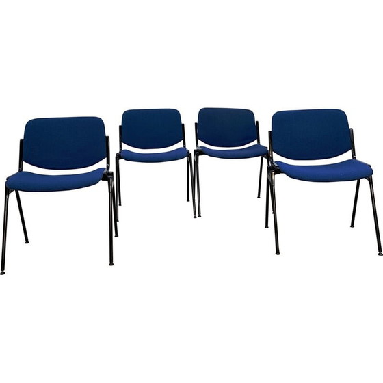 Image 1 of Vintage industrial chair in blue fabric, 1980