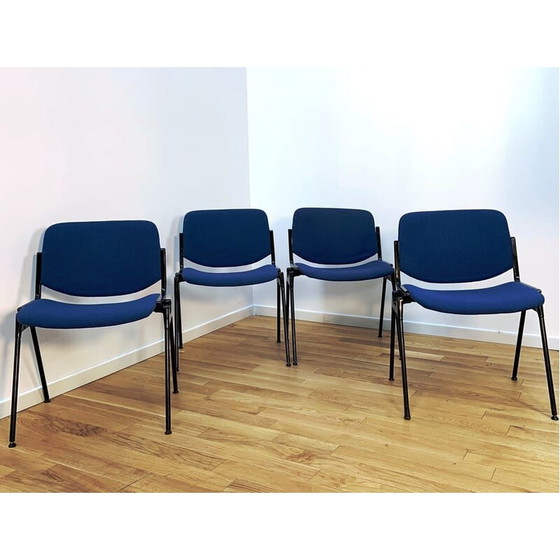 Image 1 of Vintage industrial chair in blue fabric, 1980