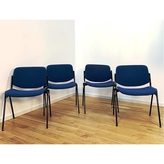 Image 1 of Vintage industrial chair in blue fabric, 1980