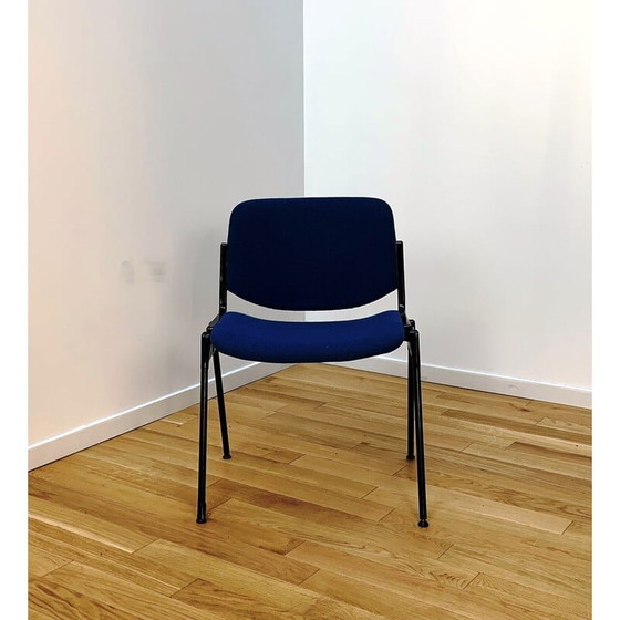 Image 1 of Vintage industrial chair in blue fabric, 1980