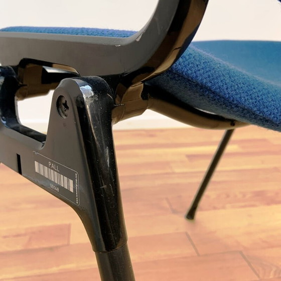 Image 1 of Vintage industrial chair in blue fabric, 1980