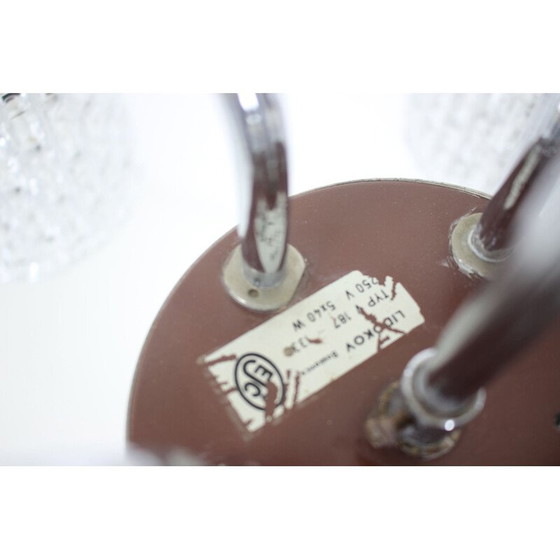 Image 1 of Vintage glass and metal chandelier by Lidokov repoli, Czechoslovakia 1960