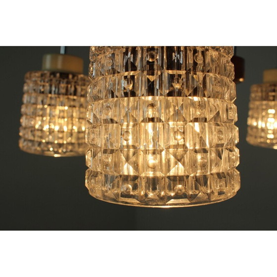 Image 1 of Vintage glass and metal chandelier by Lidokov repoli, Czechoslovakia 1960