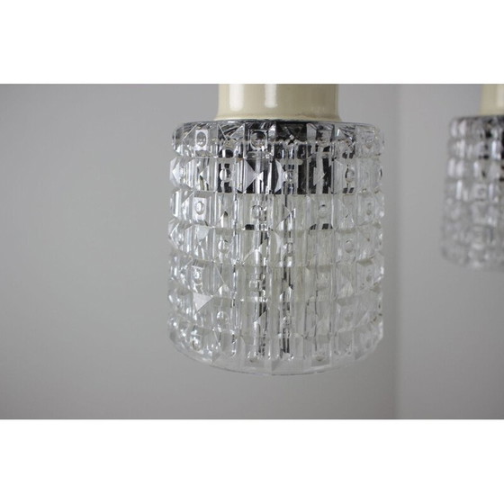 Image 1 of Vintage glass and metal chandelier by Lidokov repoli, Czechoslovakia 1960