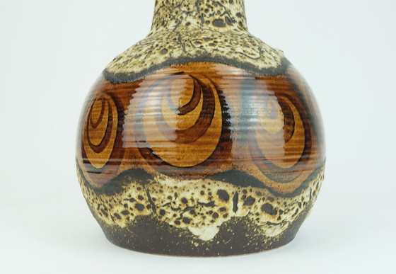 Image 1 of duemler & breiden VASE fat lava squiggle pattern shades of brown and beige 1960s