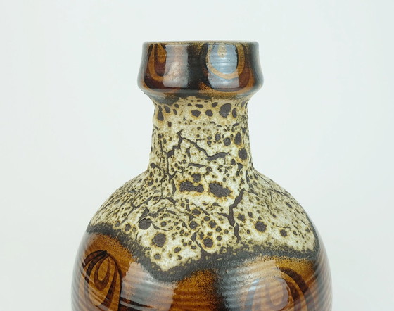 Image 1 of VASE DUEMLER & BREIDEN lave grasse motif de gribouillis tons de brun et de beige années 1960