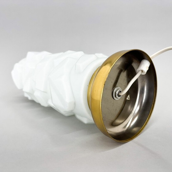 Image 1 of Vintage table lamp in brass and opaline glass, Czechoslovakia 1970