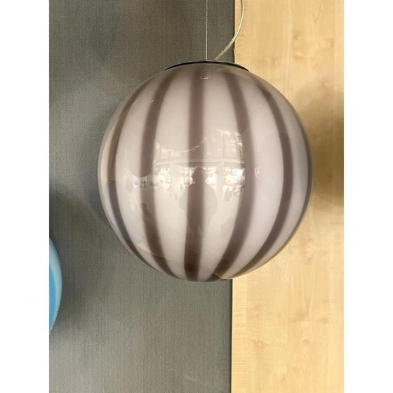 Image 1 of Contemporary Brown And Milky-White Sphere Pendant In Murano Glass