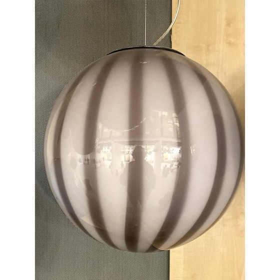 Image 1 of Contemporary Brown And Milky-White Sphere Pendant In Murano Glass