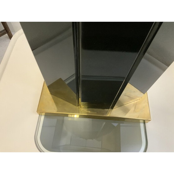 Image 1 of Vintage black marble and brass floor lamp, 1970