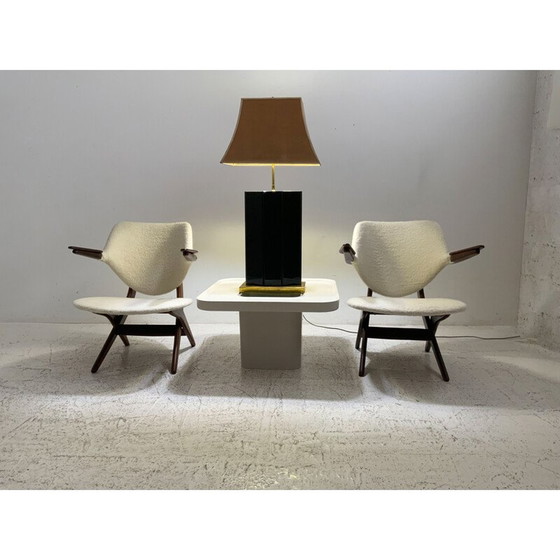 Image 1 of Vintage black marble and brass floor lamp, 1970