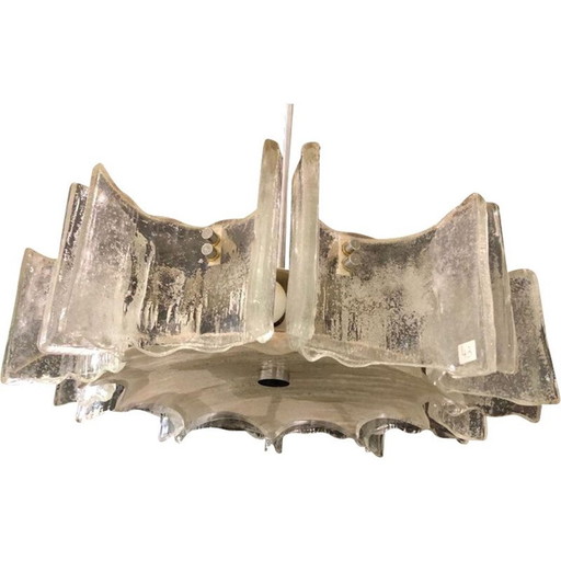 Vintage glass chandelier ice Frost by Jt Kalmar, 1970