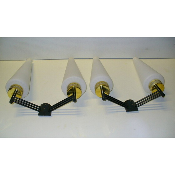 Image 1 of Set of 3 mid century Italian Stilnovo brass sconces - 1950s