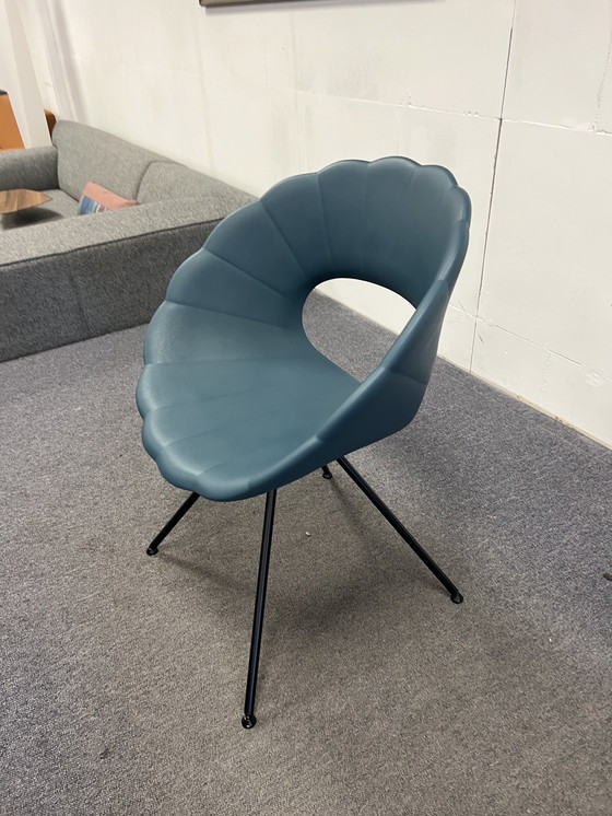 Image 1 of 4x Tonon Flower Dining chairs Petrol blue