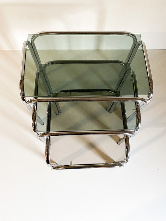 Image 1 of Midcentury chrome mirror set