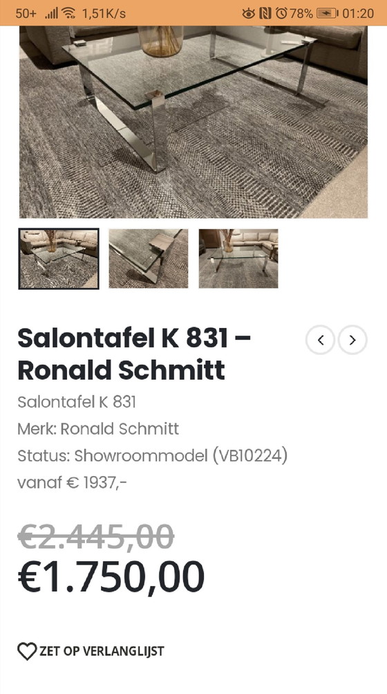 Image 1 of Table basse Ronald Schmitt