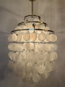 Vintage capiz hanging lamp chandelier shells mother of pearl opaline 