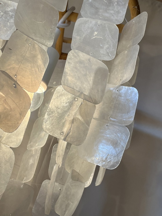 Image 1 of Lampade a sospensione Capiz Vintage Bamboo Pendant Lamp Set di 2